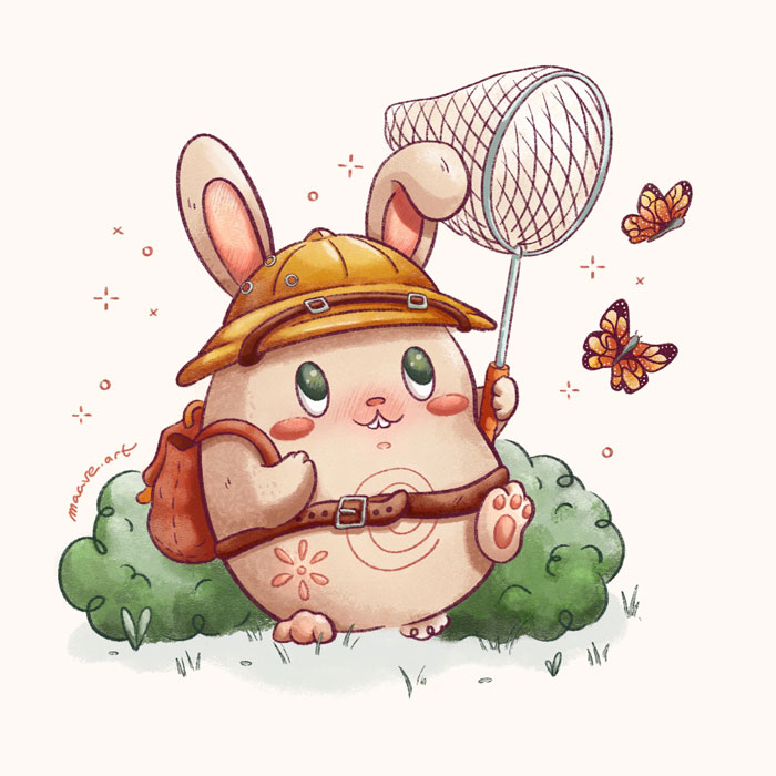 lámina infantil conejito mariposas